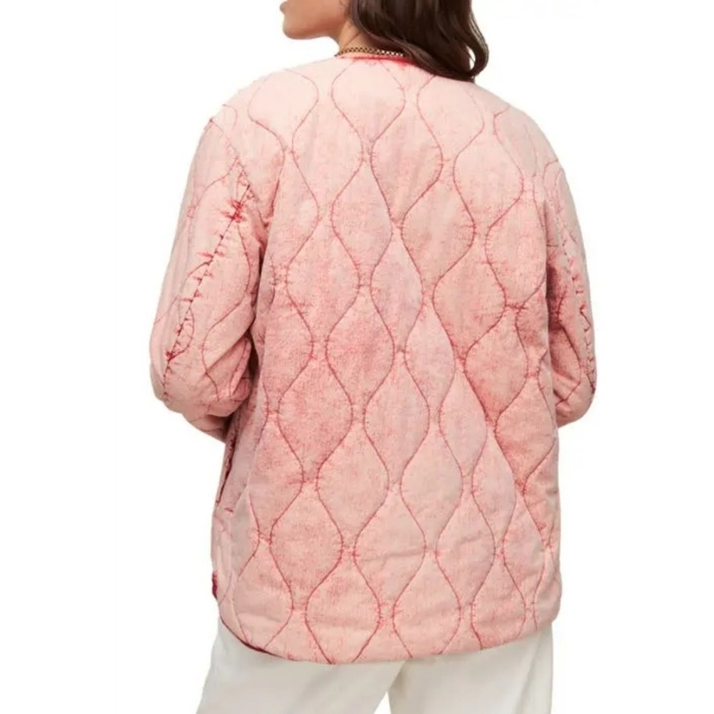 ALLSAINTS Reign Overdyed Onion Quilted Jacket Lightweight Faded Pink Wash 4 NWT - Picture 8 of 16